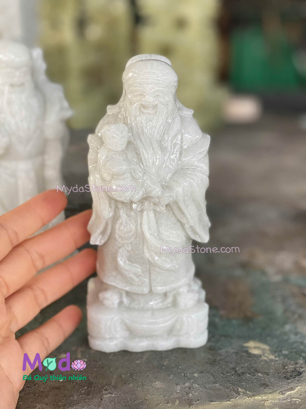 Tượng Phúc Lộc Thọ đá Cẩm Thạch Trắng