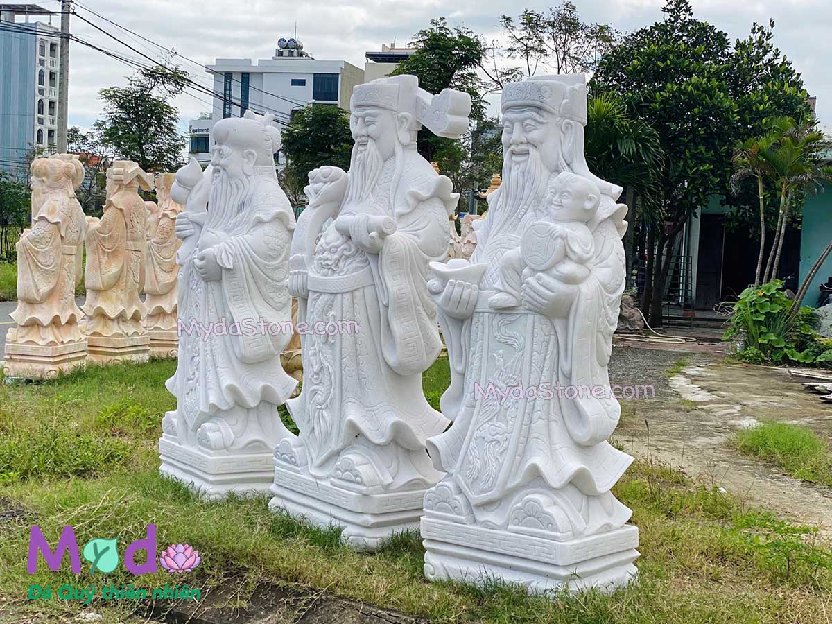 Tượng Phúc Lộc Thọ đá Cẩm Thạch Trắng