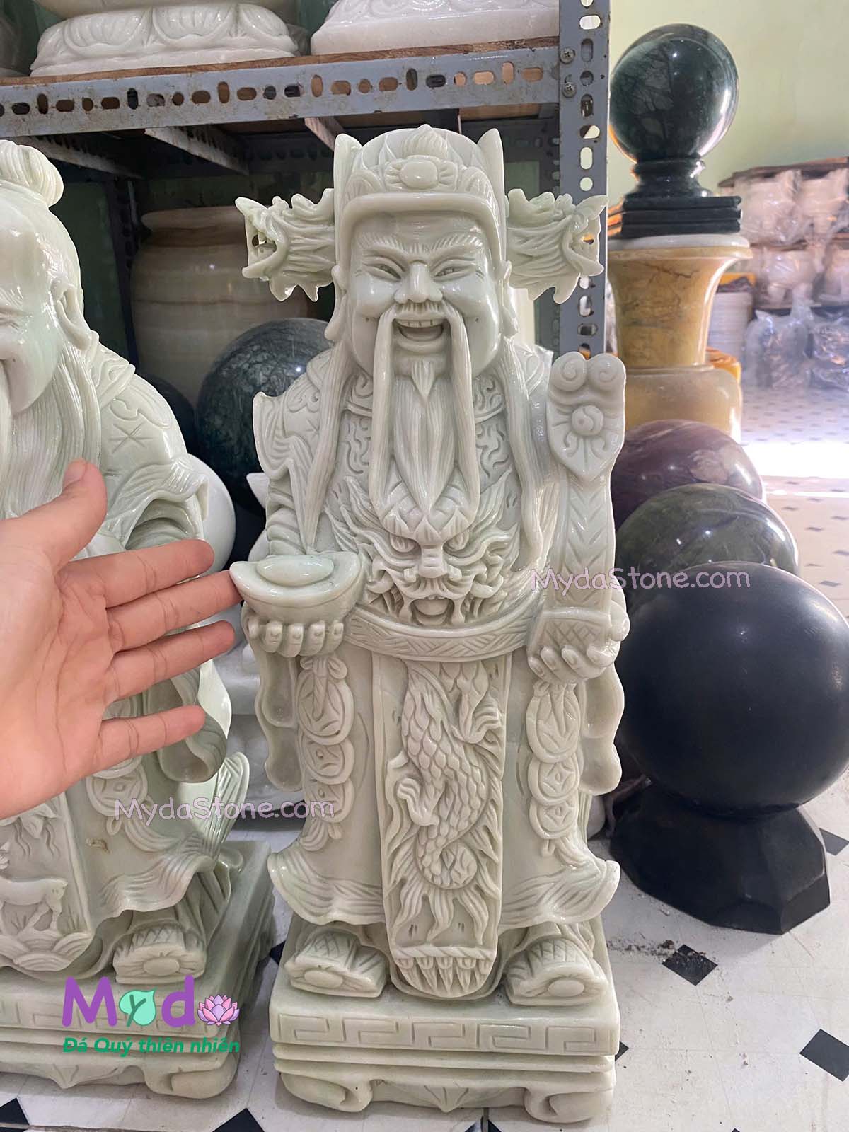 Tượng Phúc Lộc Thọ đá Cẩm Thạch Xanh