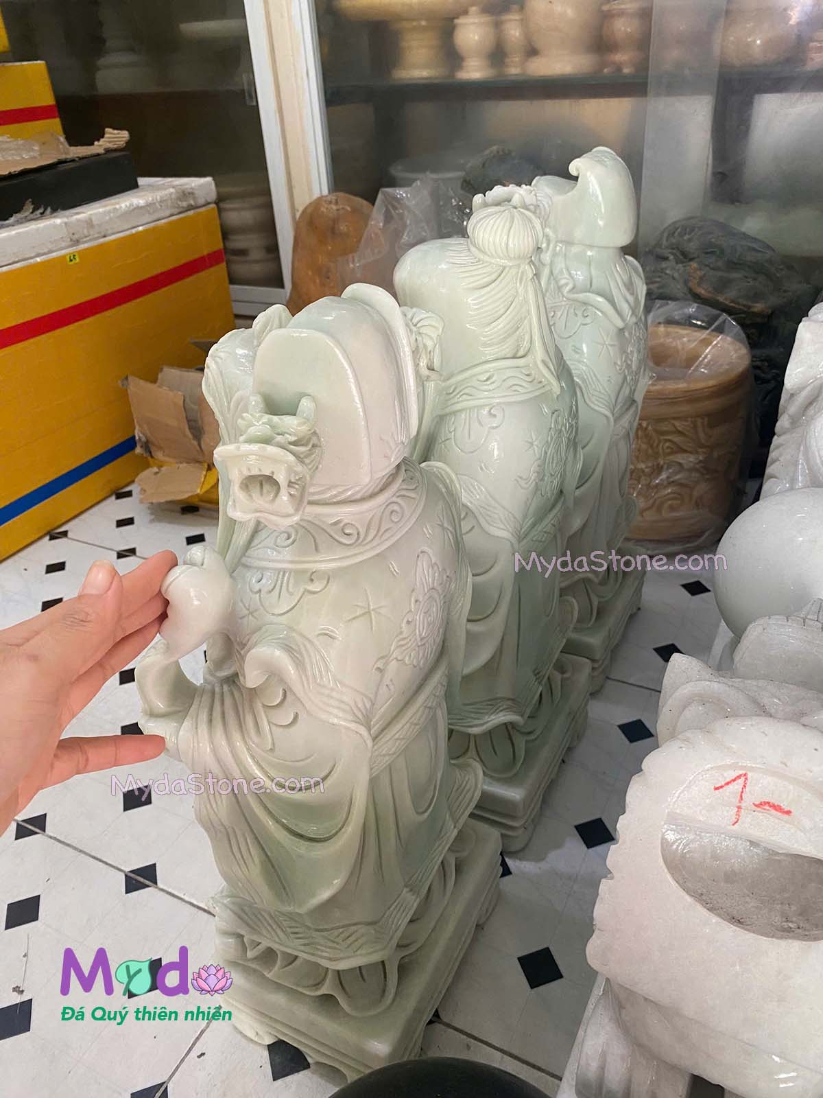 Tượng Phúc Lộc Thọ đá Cẩm Thạch Xanh