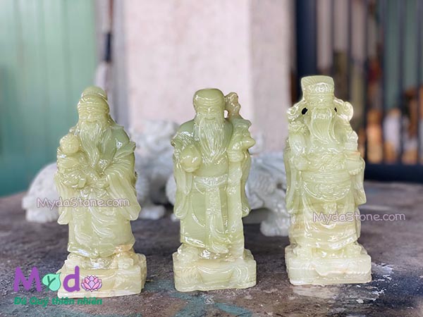 Tượng Phúc Lộc Thọ đá Ngọc Xanh Pakistan