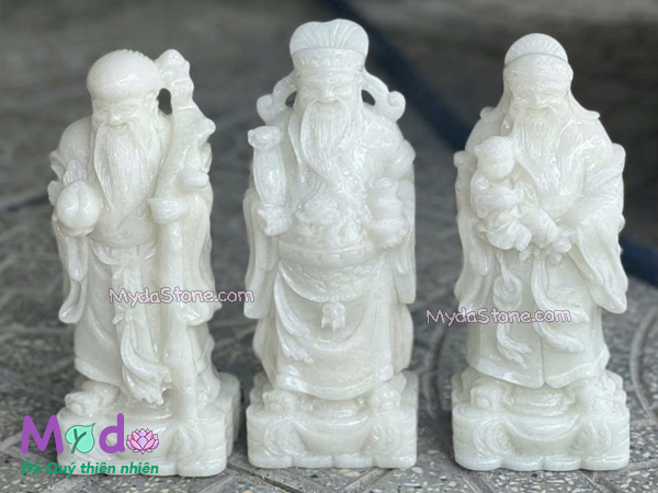 Tượng Phúc Lộc Thọ đá Cẩm Thạch Trắng