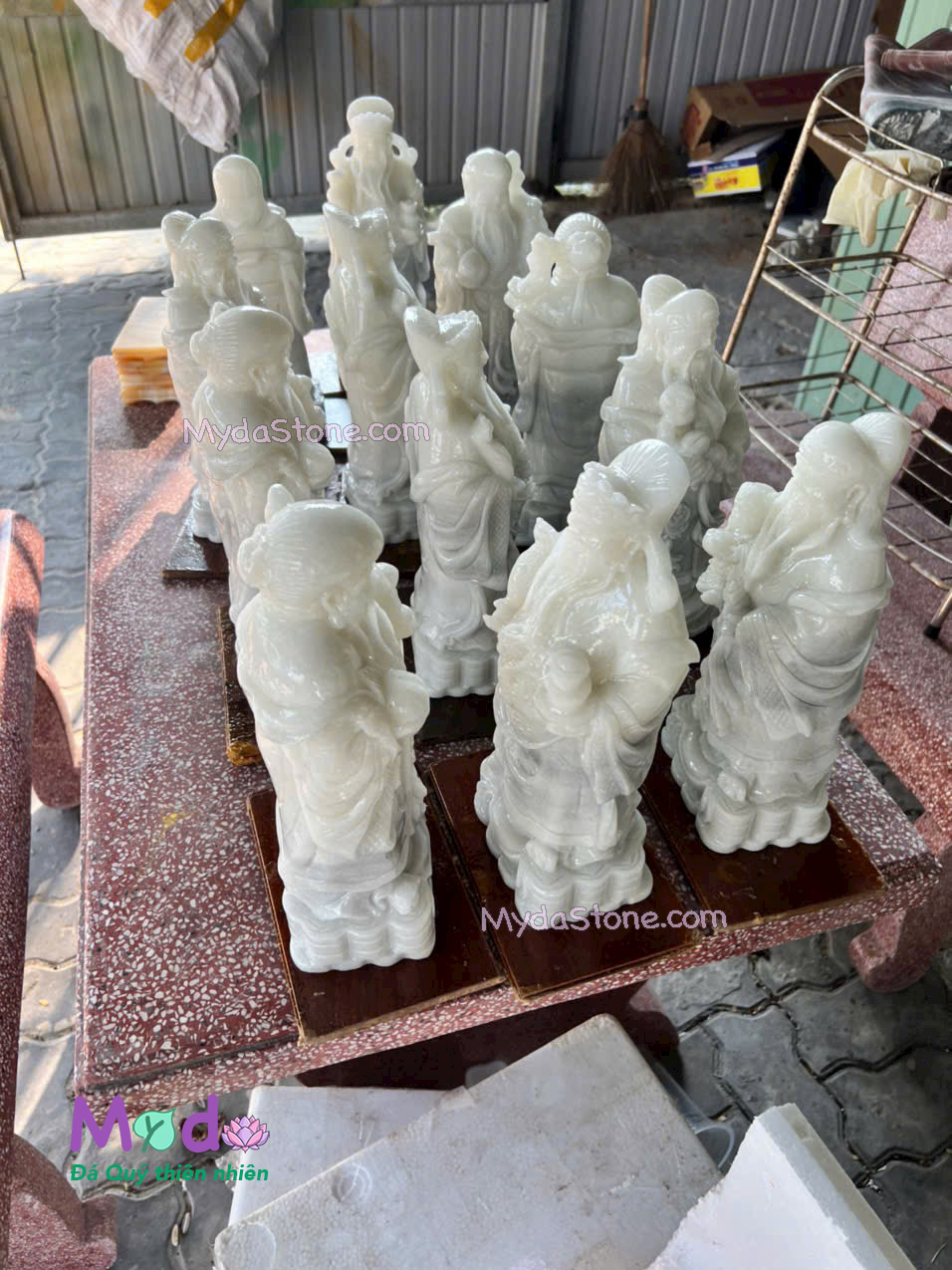 Tượng Phúc Lộc Thọ đá Cẩm Thạch Trắng