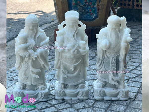 Tượng Phúc Lộc Thọ đá Cẩm Thạch Trắng