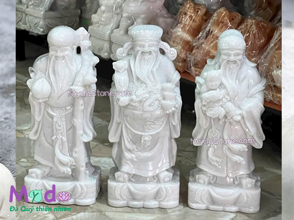 Tượng Phúc Lộc Thọ đá Cẩm Thạch Trắng