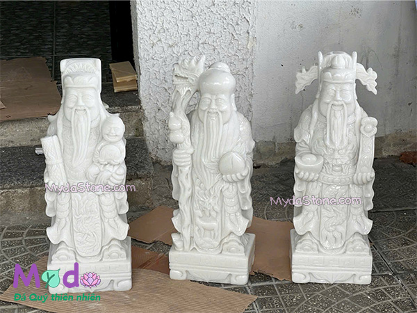Tượng Phúc Lộc Thọ đá Cẩm Thạch Trắng