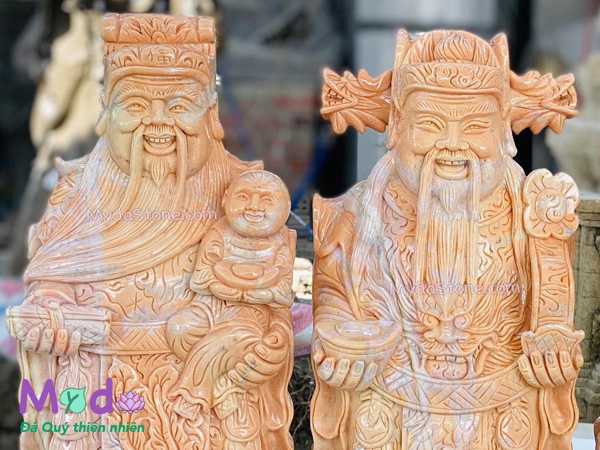 Tượng Phúc Lộc Thọ đá Cà Rốt Vàng