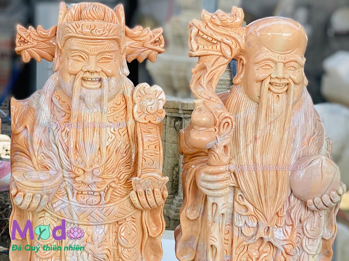 Tượng Phúc Lộc Thọ đá Cà Rốt Vàng