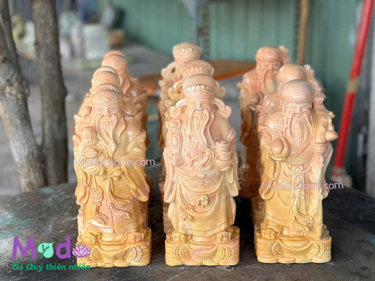 Tượng Phúc Lộc Thọ đá Cà Rốt Vàng