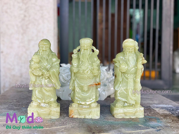 Tượng Phúc Lộc Thọ đá Ngọc Xanh Pakistan