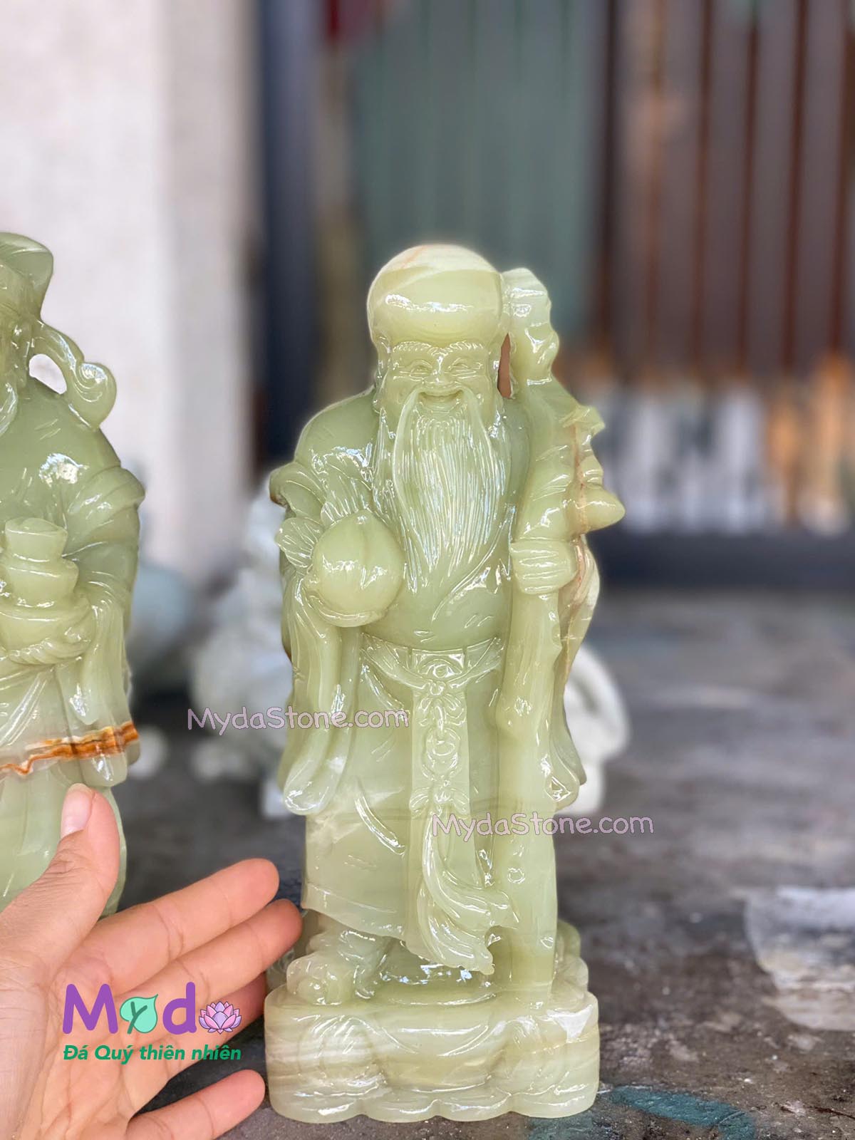 Tượng Phúc Lộc Thọ đá Ngọc Xanh Pakistan