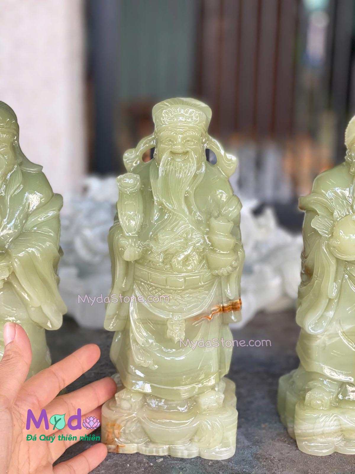 Tượng Phúc Lộc Thọ đá Ngọc Xanh Pakistan