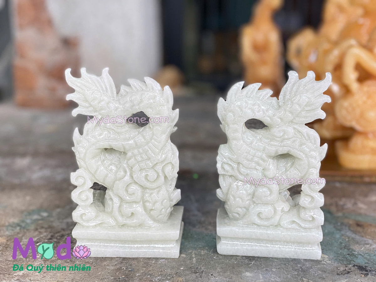 Tượng Rồng đá Cẩm Thạch Trắng