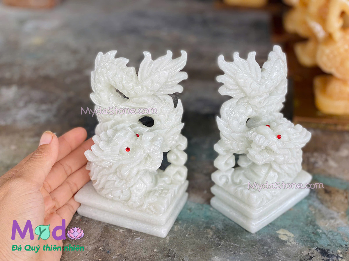 Tượng Rồng đá Cẩm Thạch Trắng