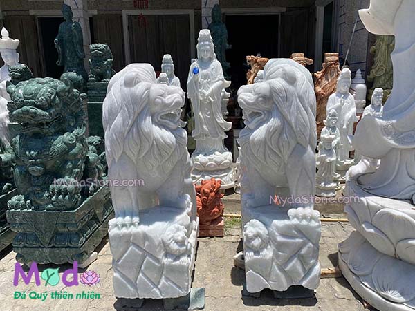 Tượng Sư Tử đá Cẩm Thạch Trắng