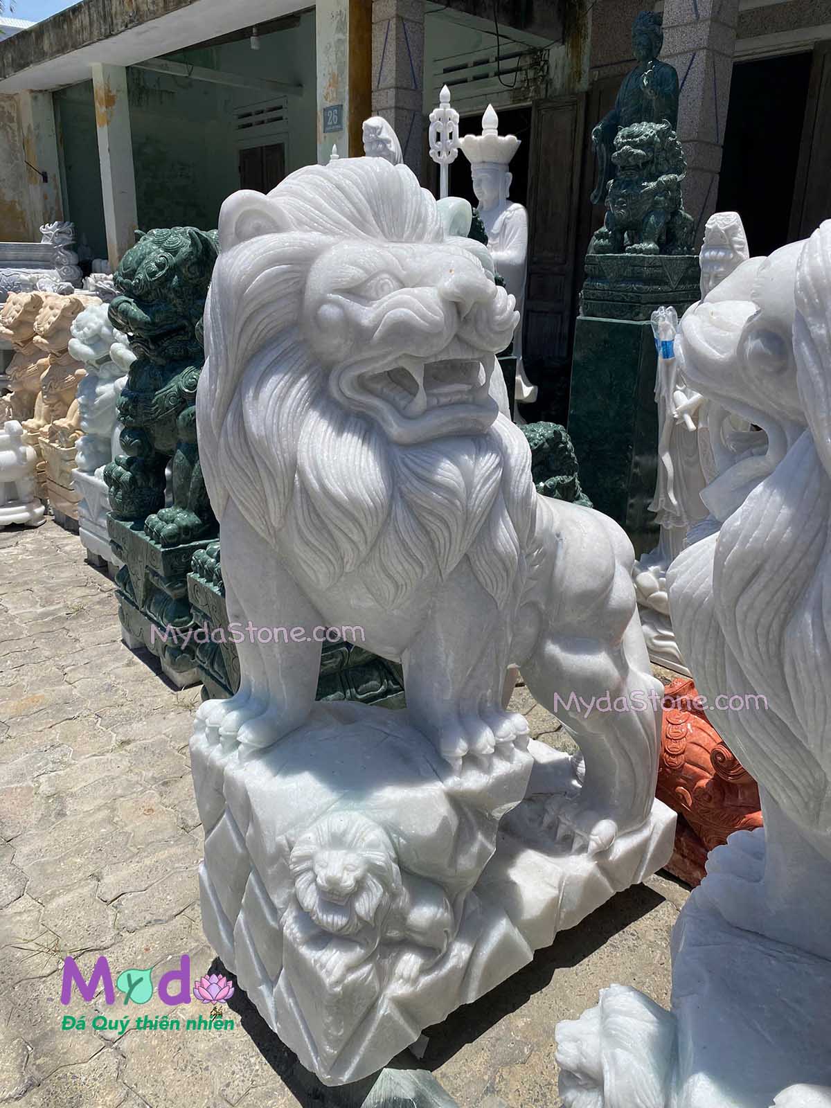 Tượng Sư Tử đá Cẩm Thạch Trắng