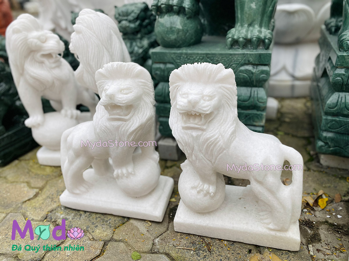 Tượng Sư Tử đá Cẩm Thạch Trắng