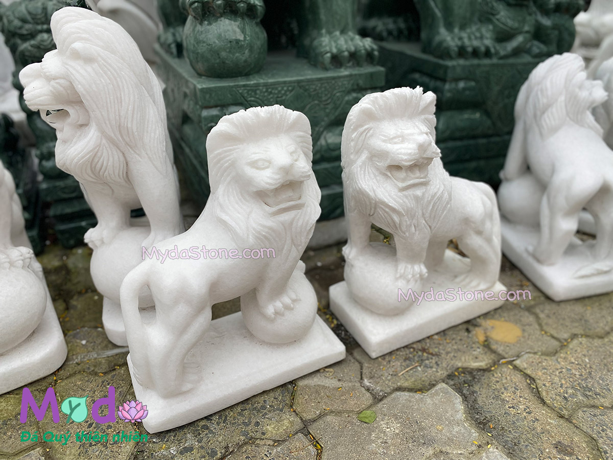 Tượng Sư Tử đá Cẩm Thạch Trắng