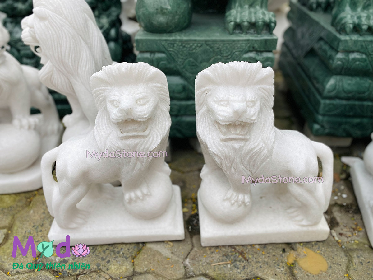 Tượng Sư Tử đá Cẩm Thạch Trắng
