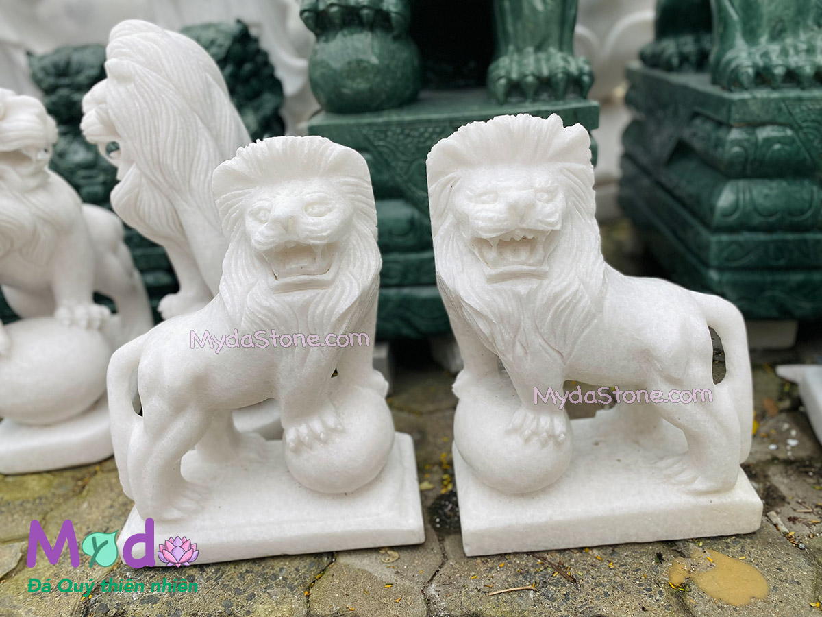 Tượng Sư Tử đá Cẩm Thạch Trắng
