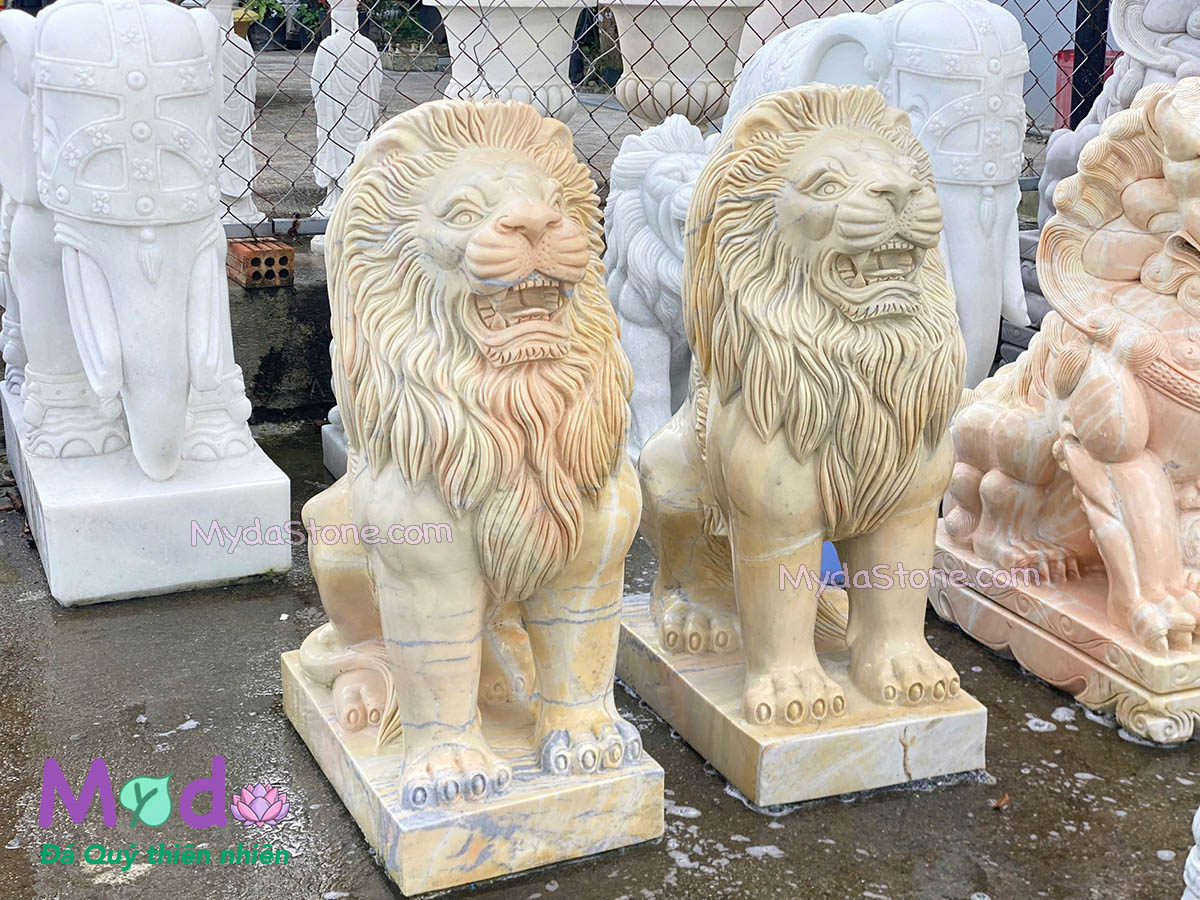 Tượng Sư Tử để Lăng Mộ đá Cà Rốt Vàng