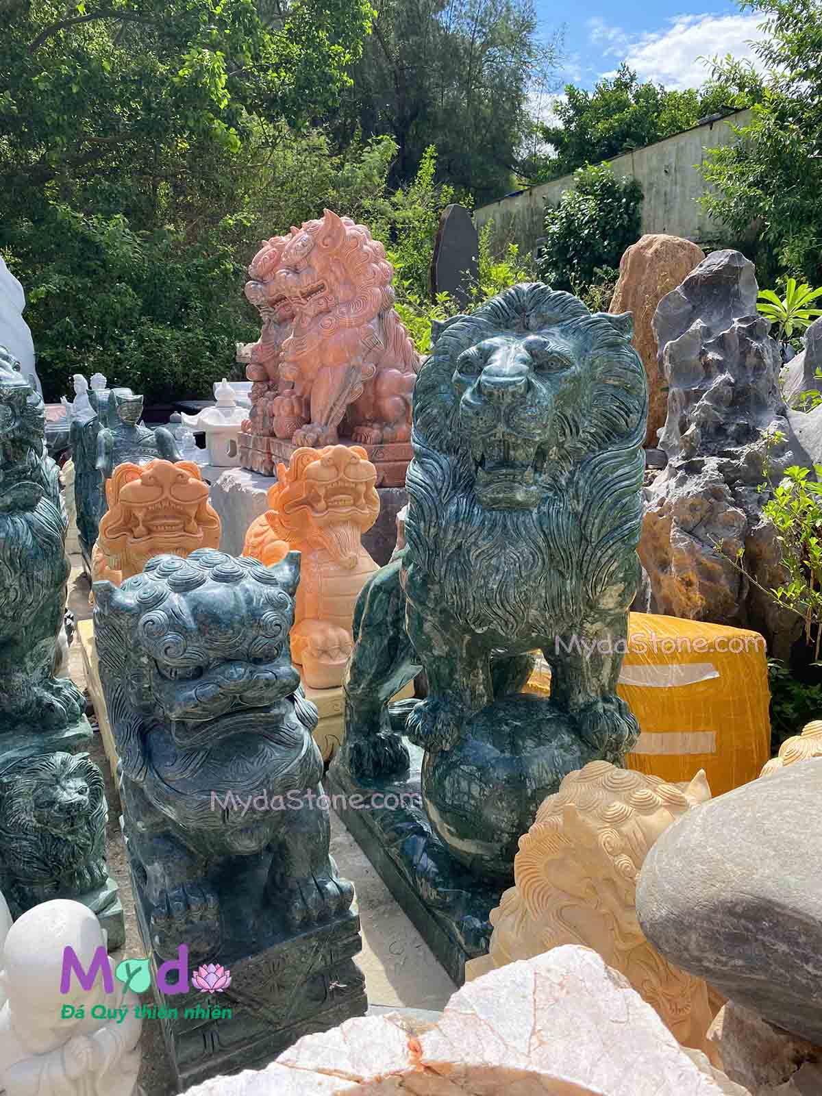 Tượng Sư Tử để Lăng Mộ đá Xanh Ấn Độ