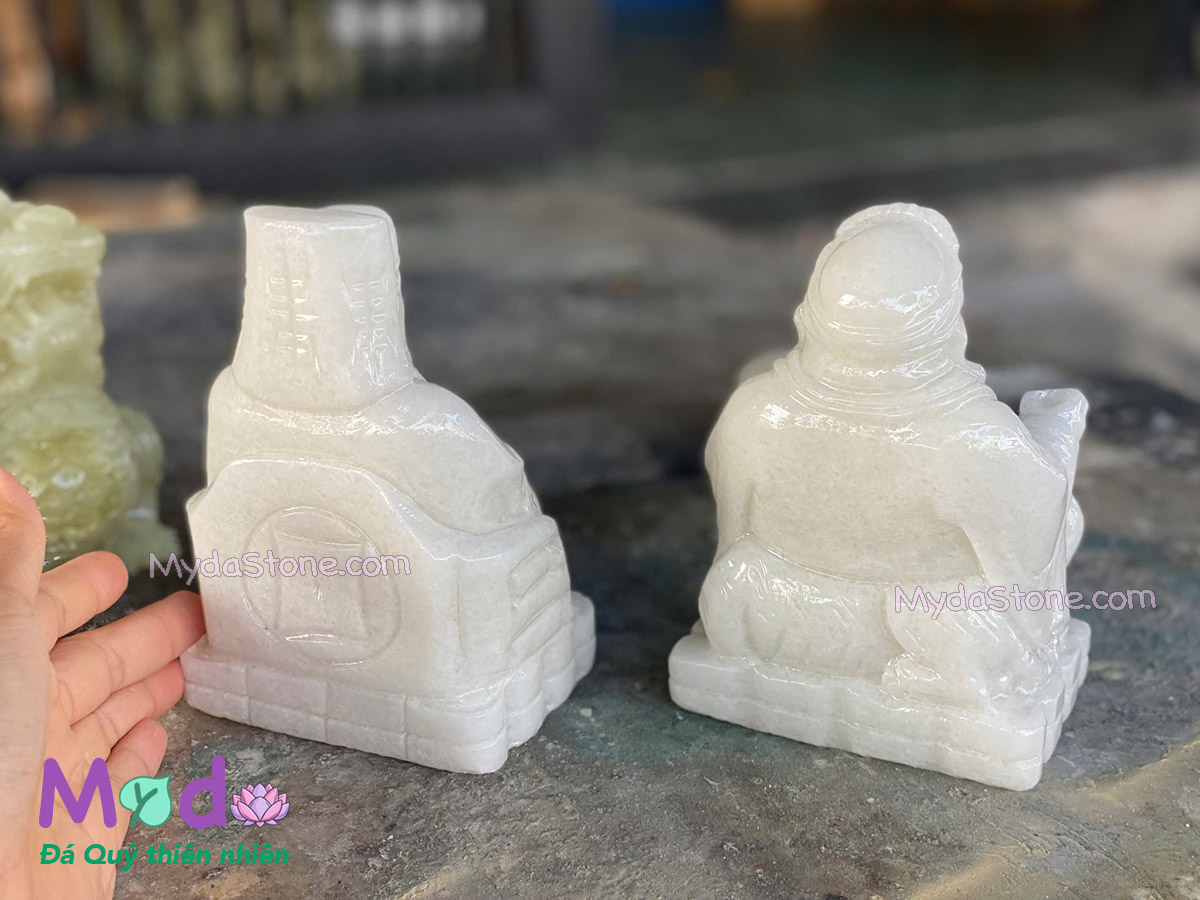 Tượng Thần Tài Ông Địa đá Cẩm Thạch Trắng