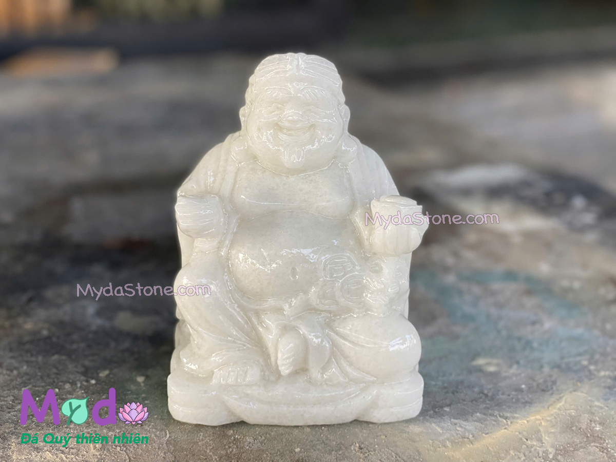 Tượng Thần Tài Ông Địa đá Cẩm Thạch Trắng