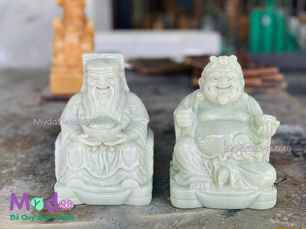 Tượng Thần Tài Ông Địa đá Cẩm Thạch Xanh