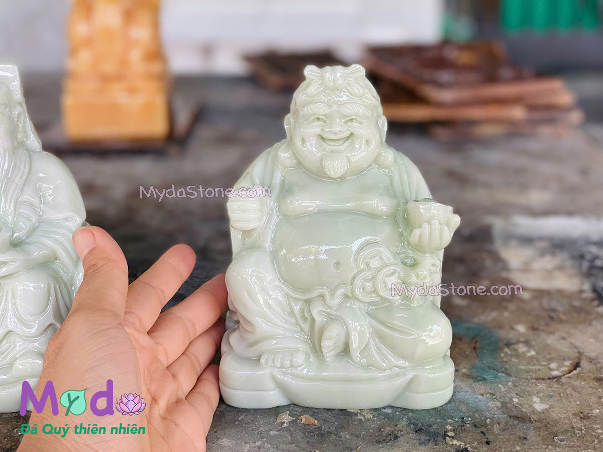 Tượng Thần Tài Ông Địa đá Cẩm Thạch Xanh