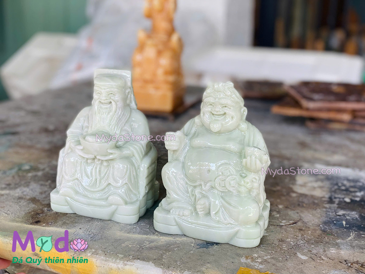 Tượng Thần Tài Ông Địa đá Cẩm Thạch Xanh