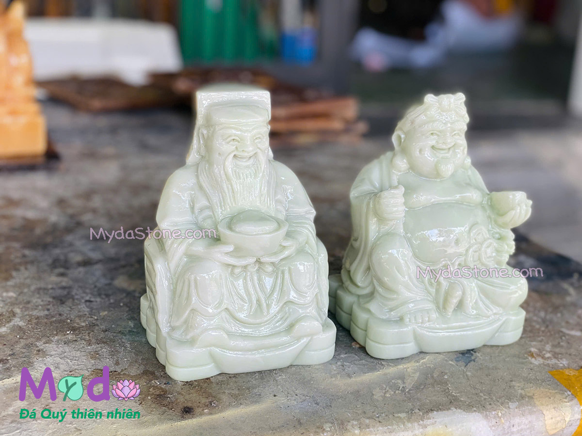 Tượng Thần Tài Ông Địa đá Cẩm Thạch Xanh