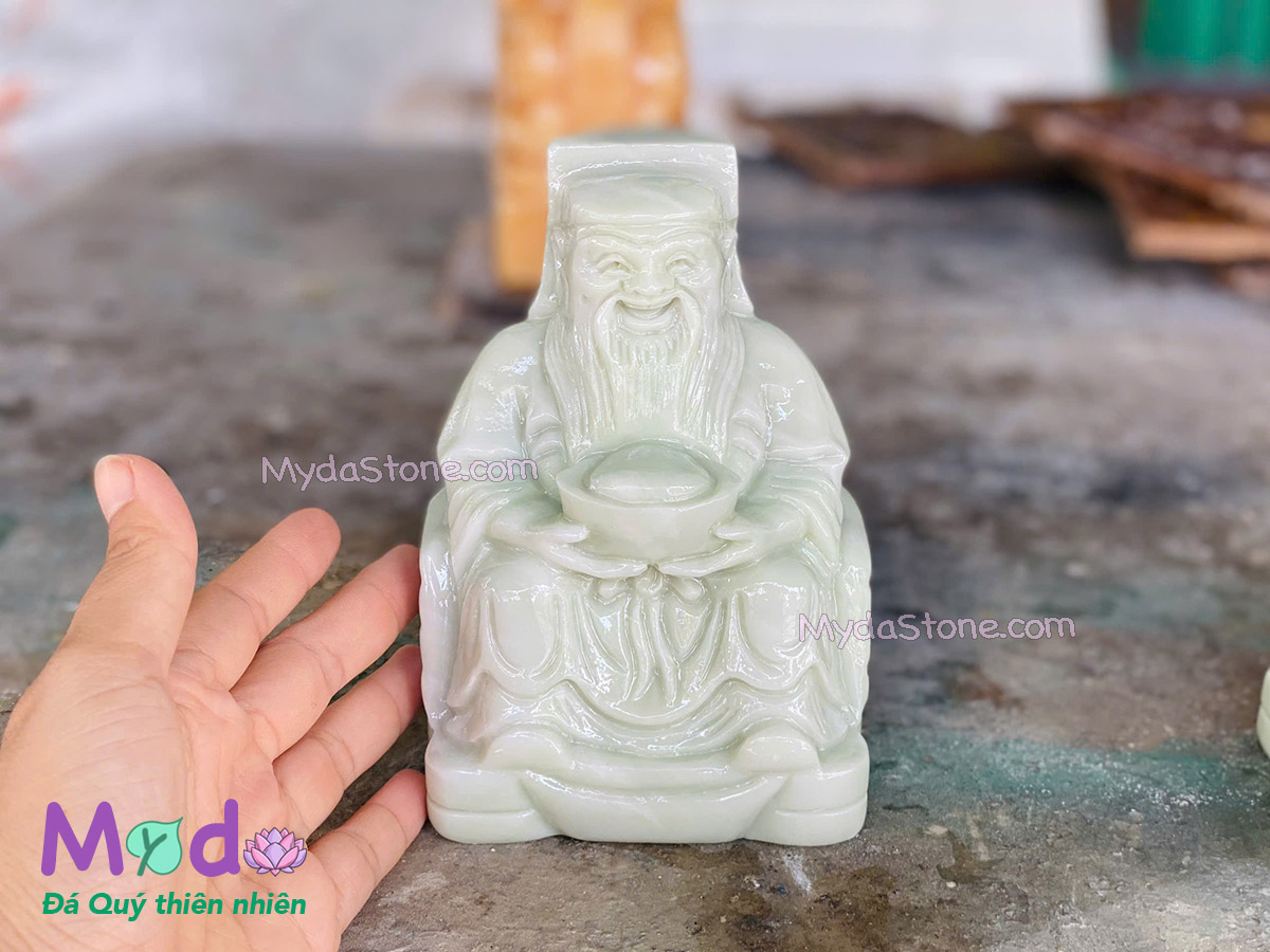 Tượng Thần Tài Ông Địa đá Cẩm Thạch Xanh