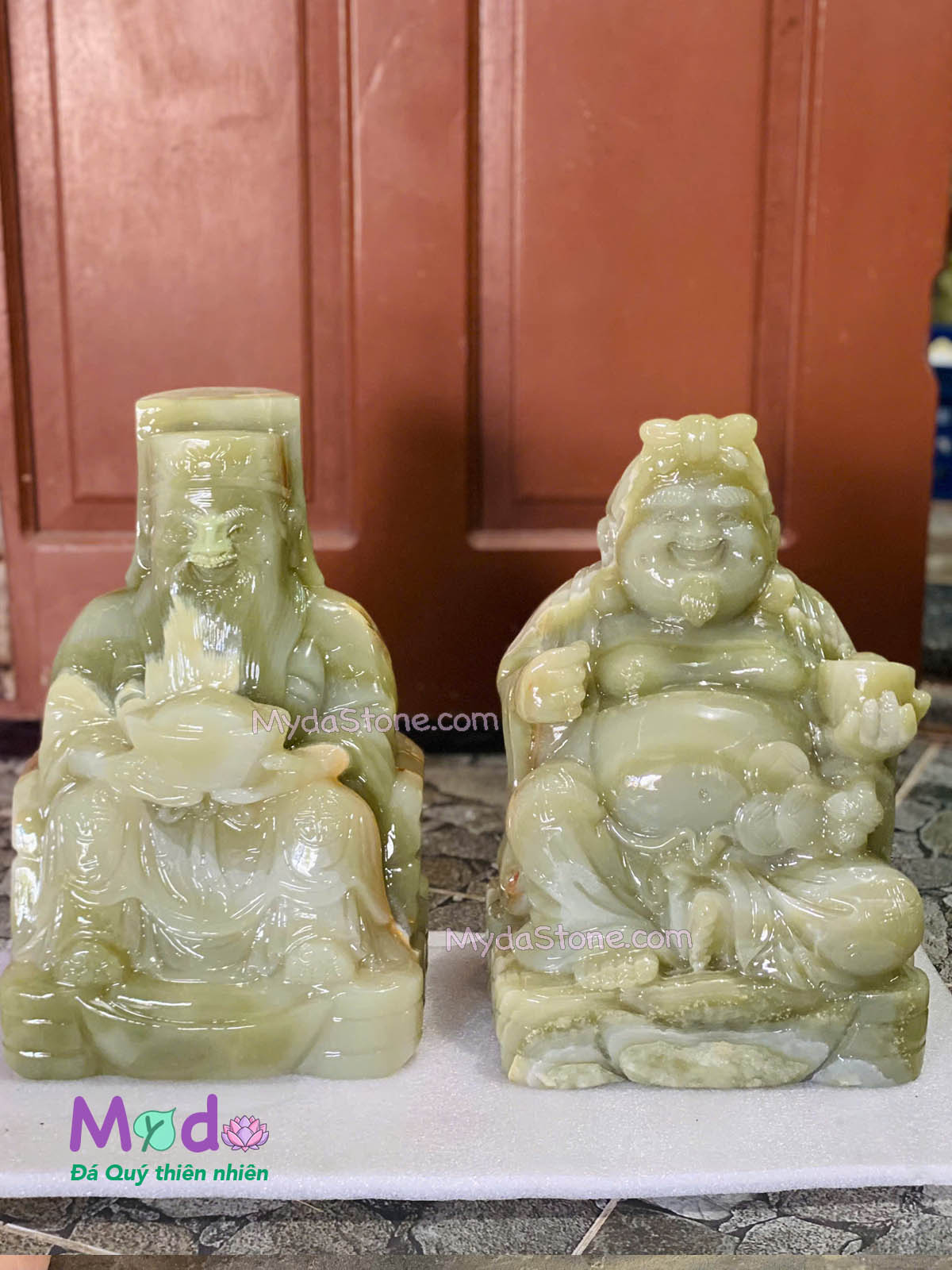 Tượng Thần Tài Ông Địa đá Ngọc Xanh Pakistan