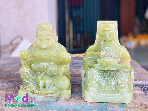 Tượng Thần Tài Ông Địa đá Ngọc Xanh Pakistan