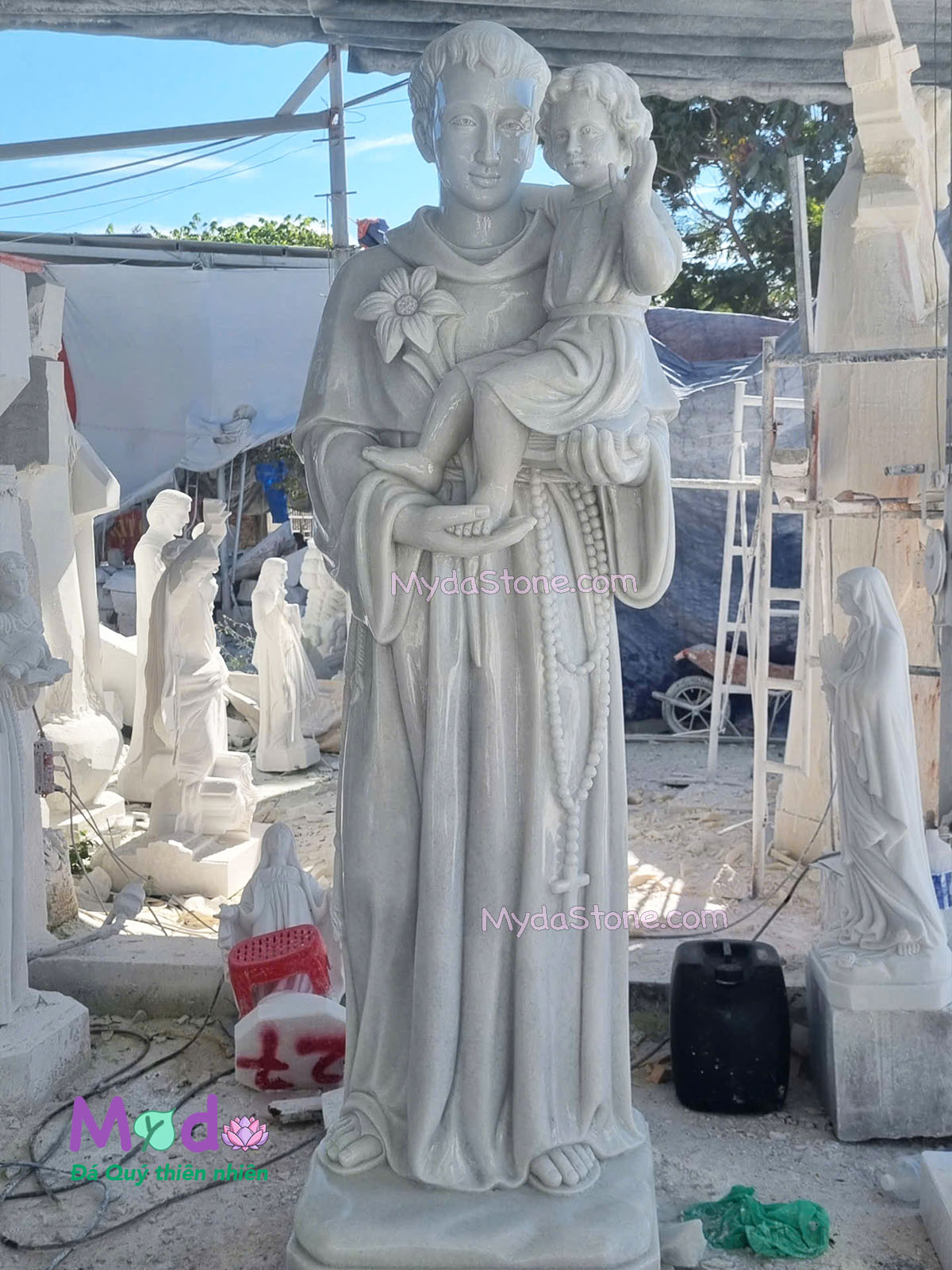 Tượng Thánh An Tôn đá Cẩm Thạch Trắng