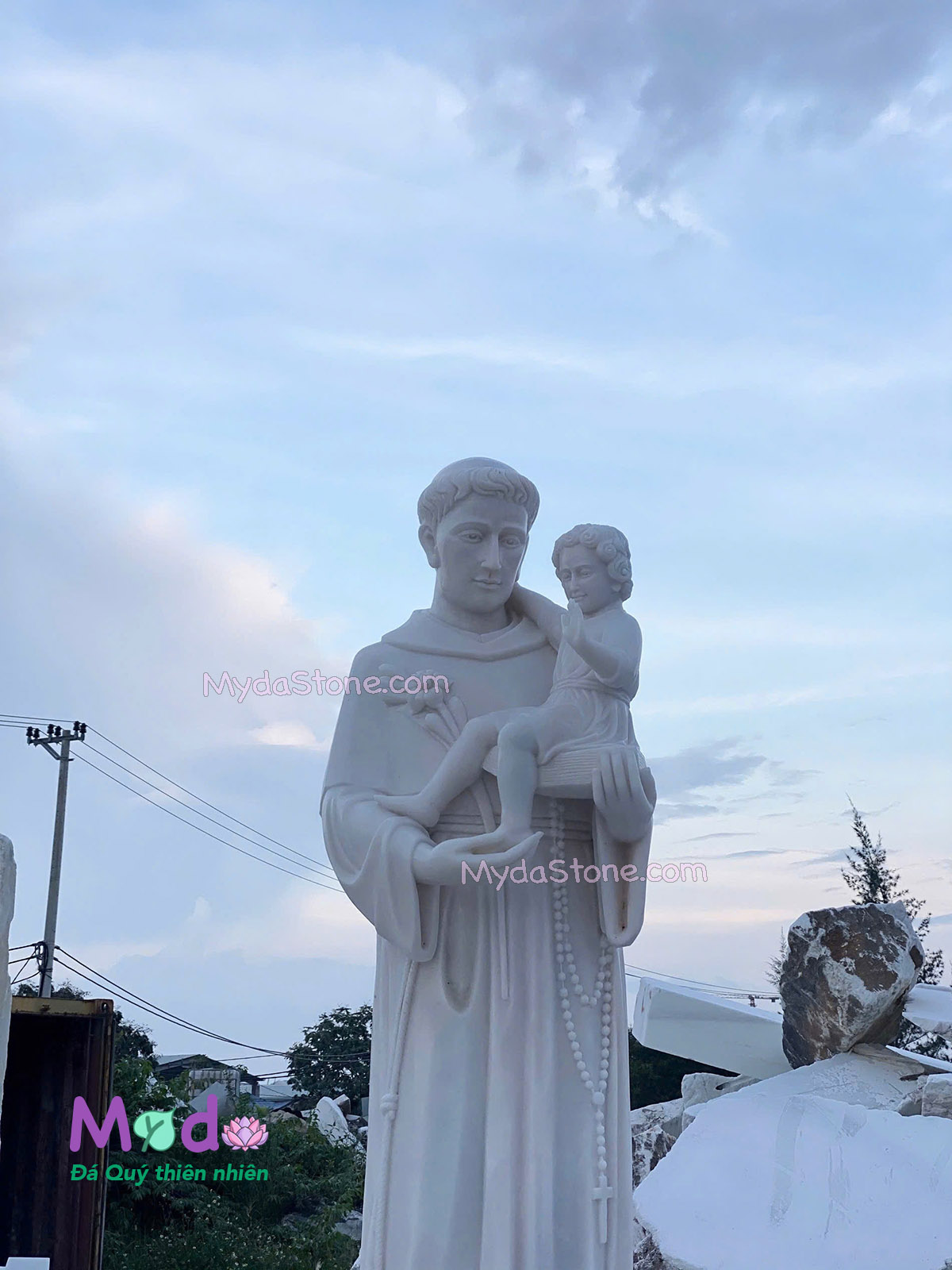 Tượng Thánh An Tôn đá Cẩm Thạch Trắng