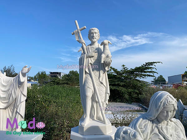 Tượng Thánh Gioan Tông Đồ đá Cẩm Thạch Trắng