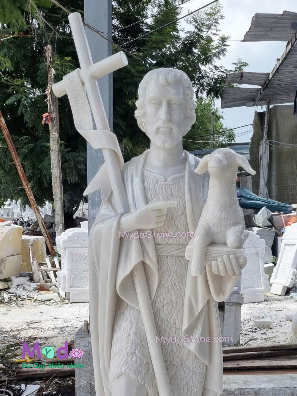 Tượng Thánh Gioan Tông Đồ đá Cẩm Thạch Trắng