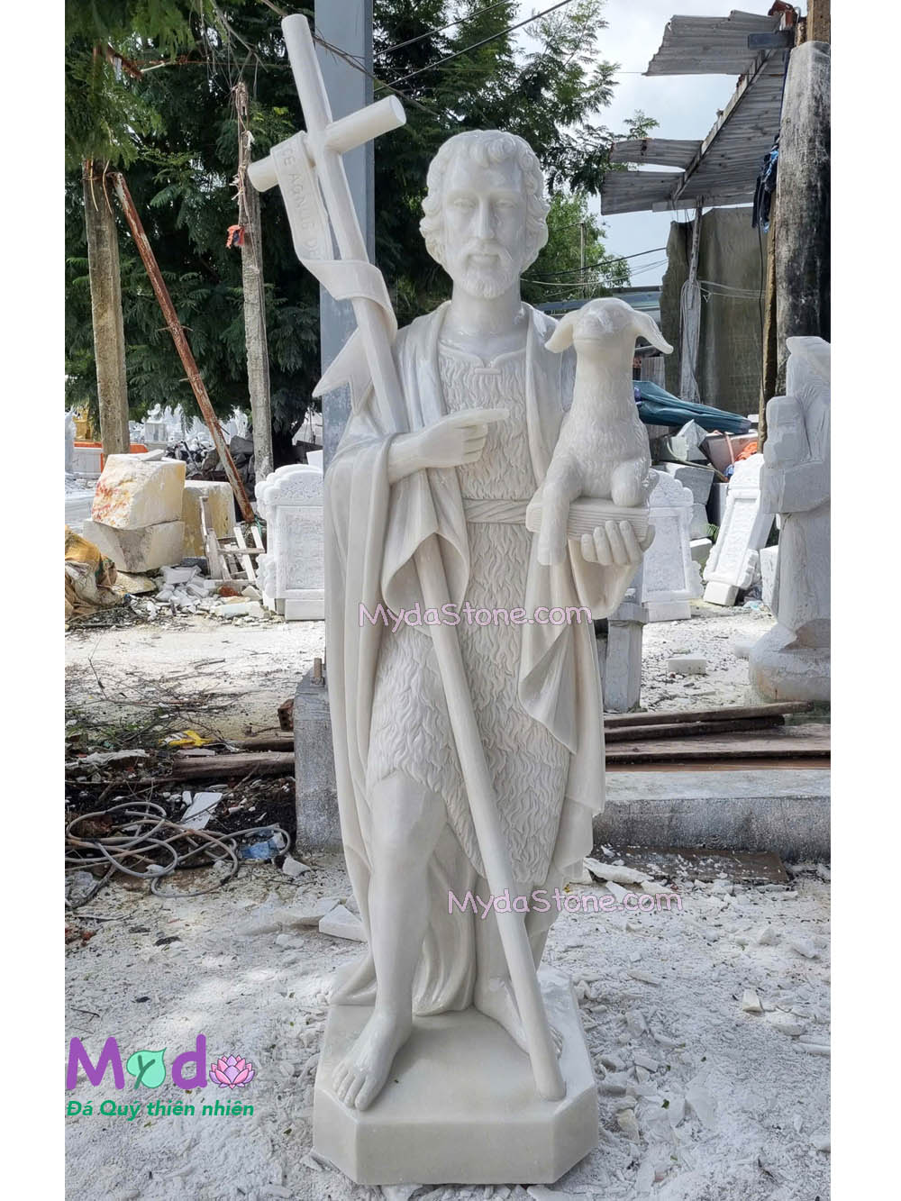 Tượng Thánh Gioan Tông Đồ đá Cẩm Thạch Trắng