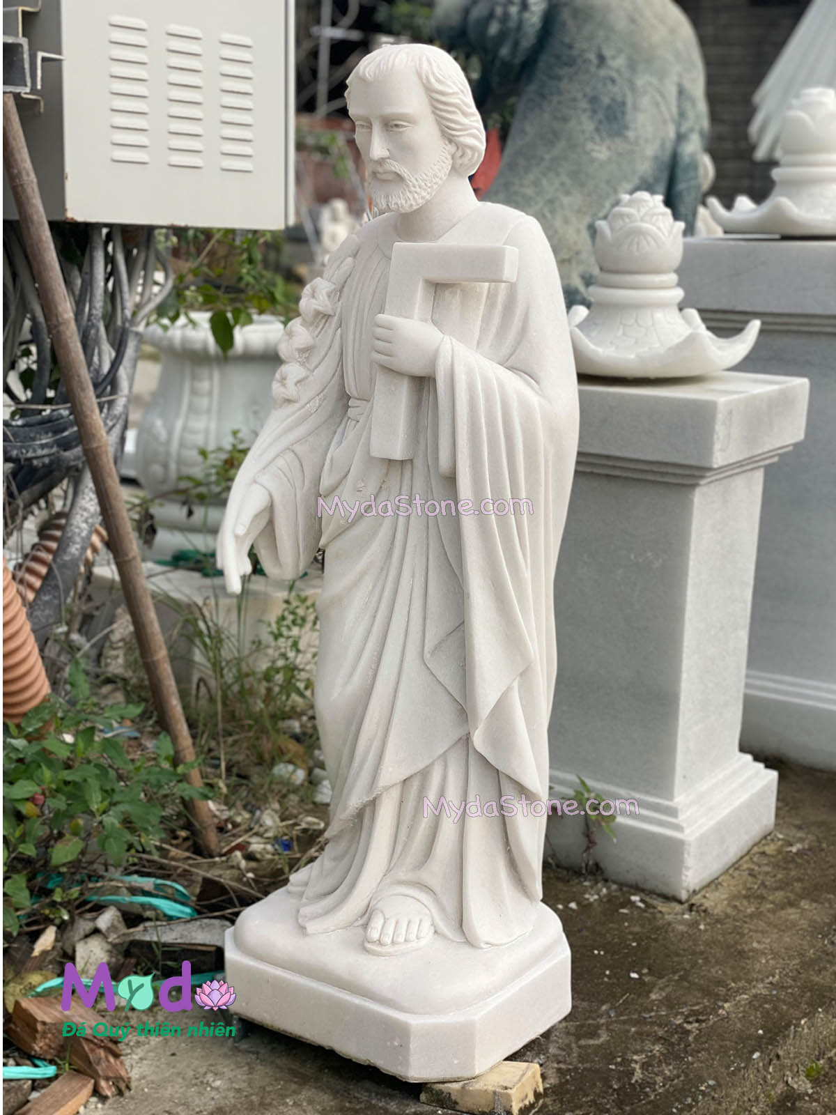 Tượng Thánh Giuse đá Cẩm Thạch Trắng