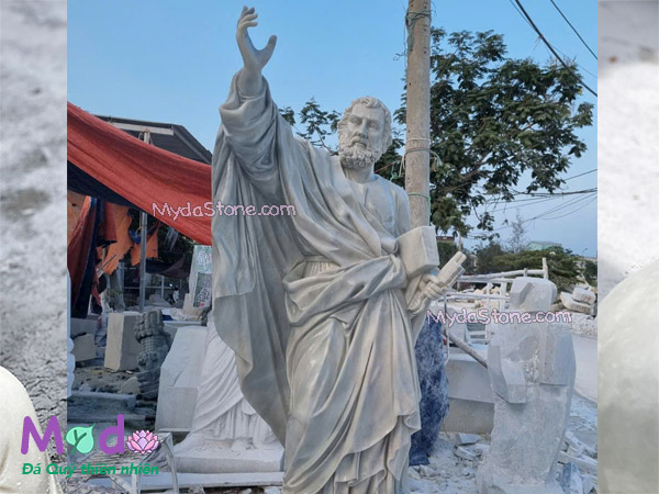 Tượng Thánh Phêrô đá Cẩm Thạch Trắng