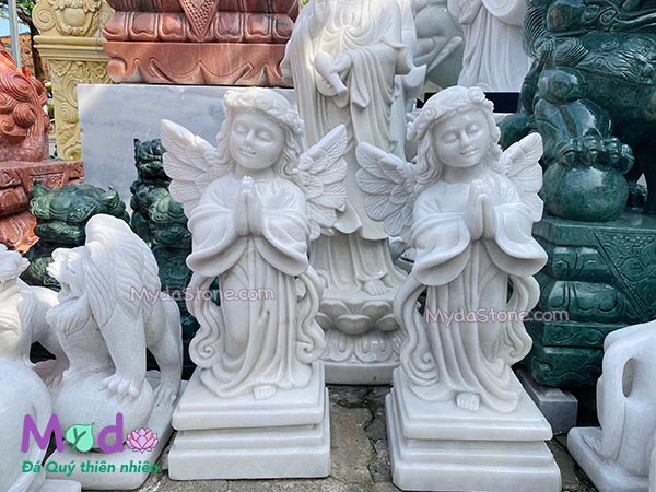 Tượng Thiên Thần Chắp Tay đá Cẩm Thạch Trắng