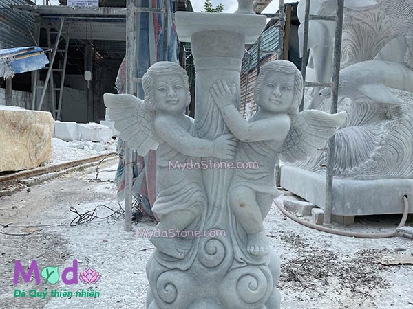 Tượng Thiên Thần đá Cẩm Thạch Trắng Xanh