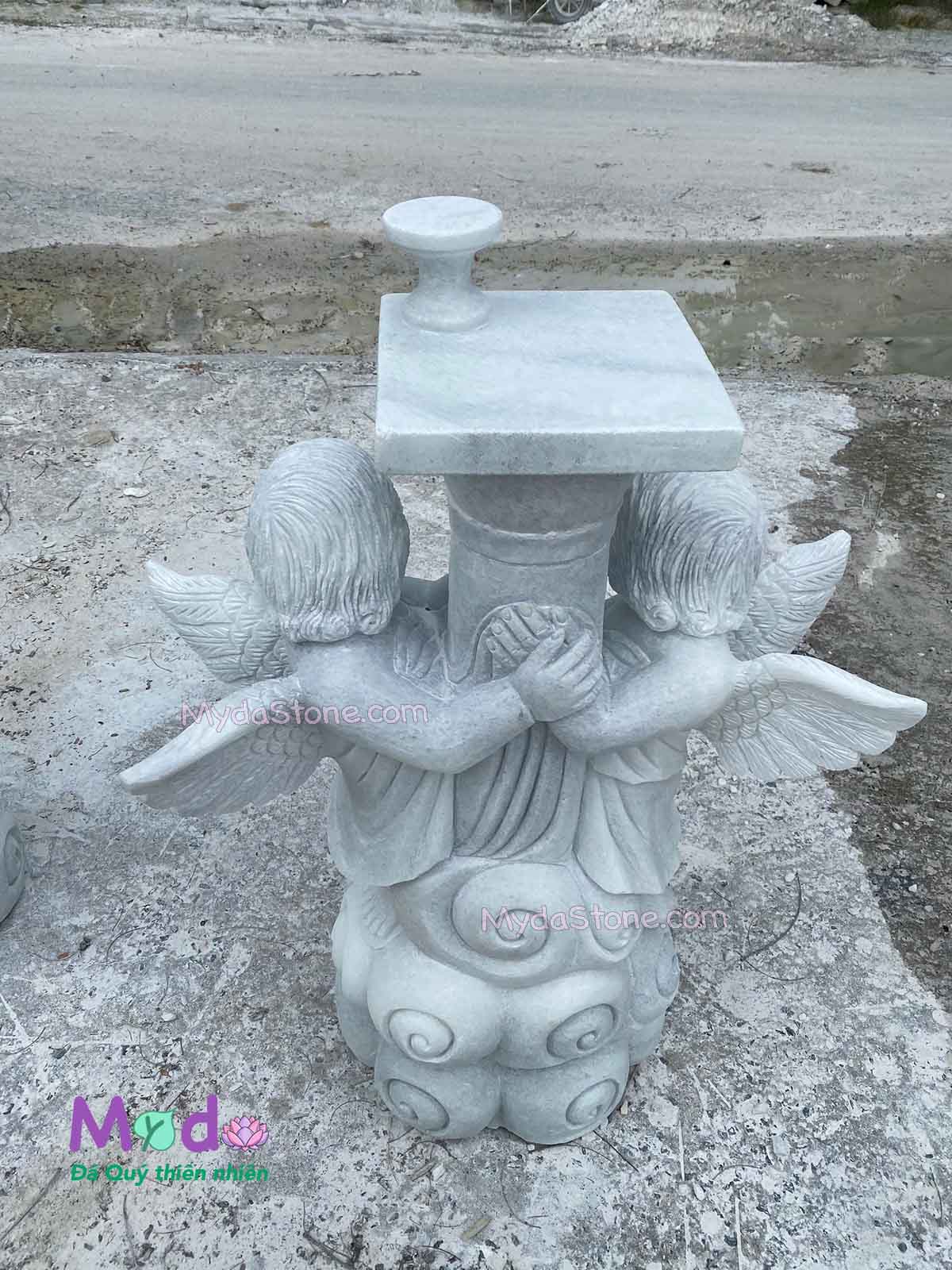 Tượng Thiên Thần đá Cẩm Thạch Trắng Xanh