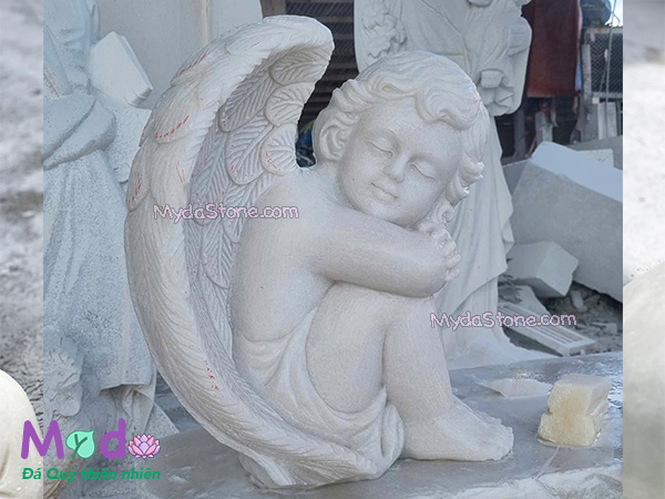 Tượng Thiên Thần nằm ngủ đá Cẩm Thạch Trắng