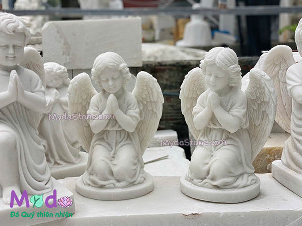 Tượng Thiên Thần Quỳ Gối đá Cẩm Thạch Trắng