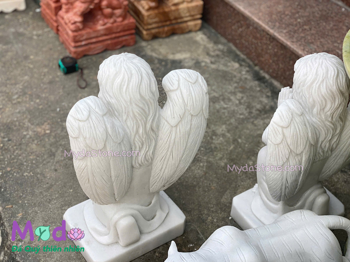 Tượng Thiên Thần Quỳ Gối đá Cẩm Thạch Trắng
