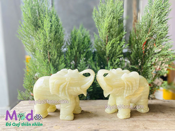 Tượng Voi bằng đá Ngọc Xanh Pakistan