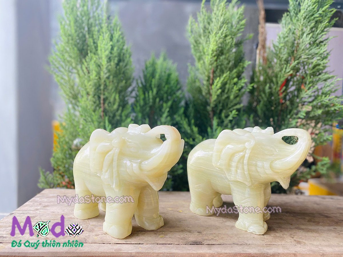 Tượng Voi bằng đá Ngọc Xanh Pakistan